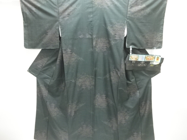 JAPANESE KIMONO / UNUSED / SILK / DORO OSHIMA TSUMUGI / WOVEN PAGODA